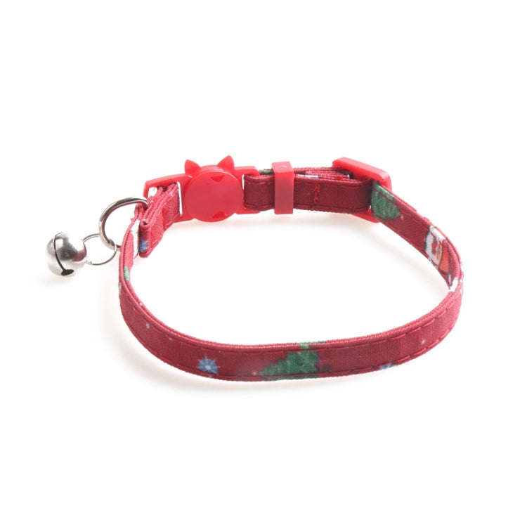 Christmas Snowman & Tree Pattern Pet Collar with Bells, Style:Without Bow(Red)