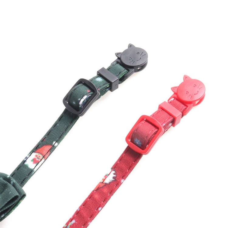 Christmas Snowman & Tree Pattern Pet Collar with Bells, Style:Without Bow(Green)