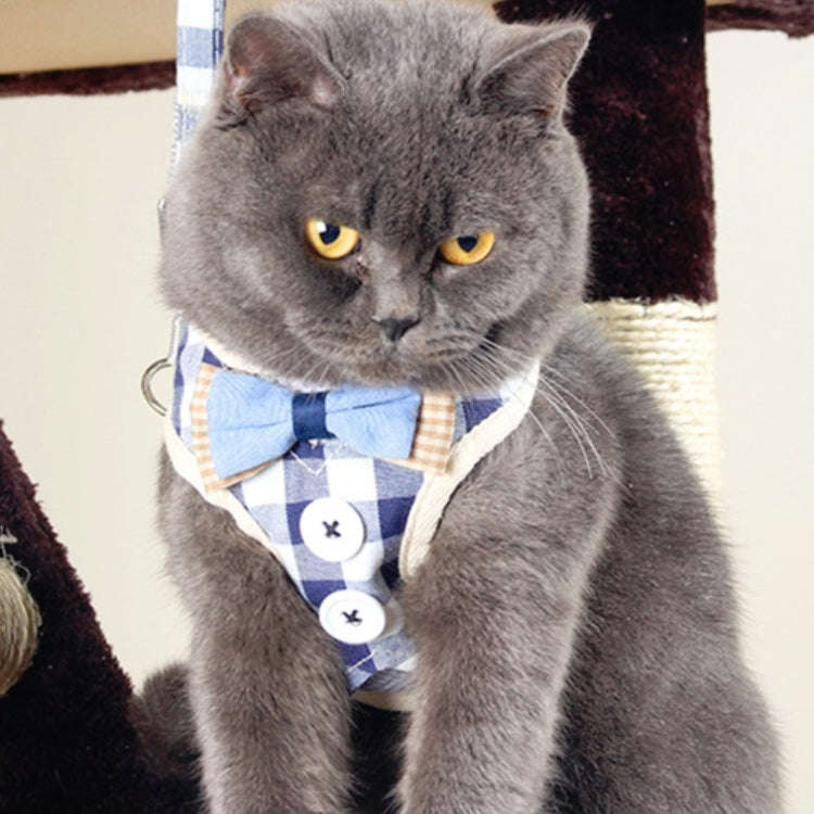 Pet Traction Rope Chest Harness Anti-break Away Vest Type Small Dog Walking Rope, Size:M(Blue)