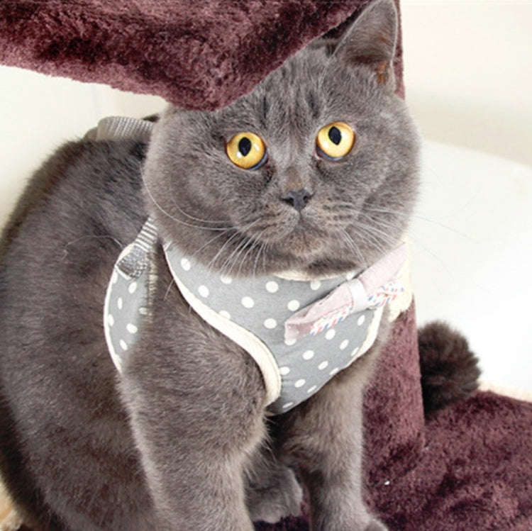 Pet Traction Rope Chest Harness Anti-break Away Vest Type Small Dog Walking Rope, Size:M(Gray)