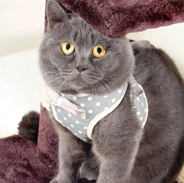 Pet Traction Rope Chest Harness Anti-break Away Vest Type Small Dog Walking Rope, Size:M(Gray)