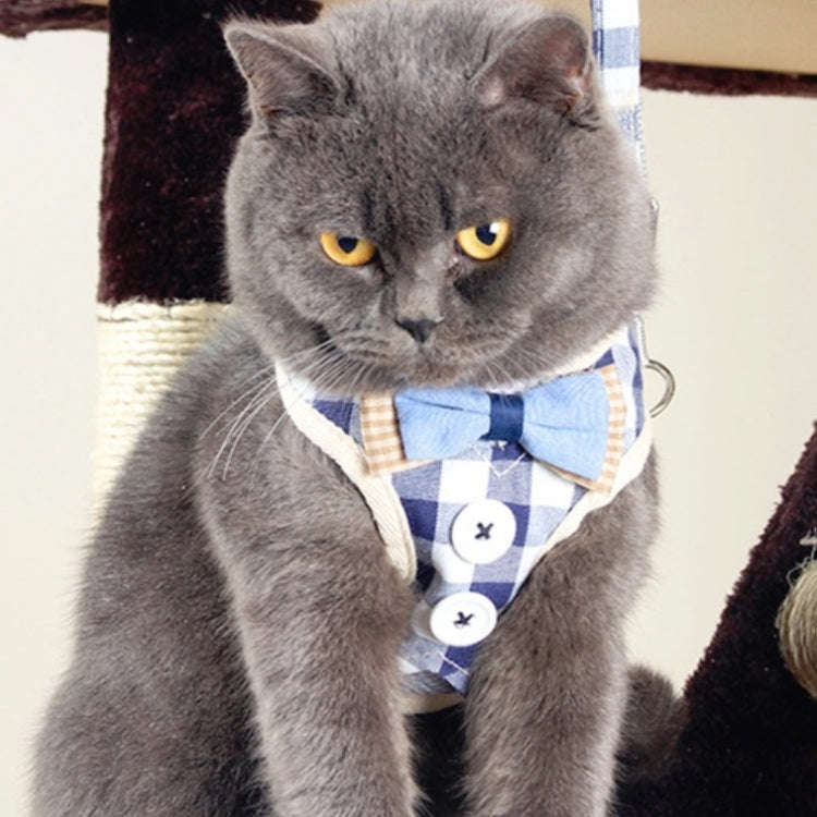 Pet Traction Rope Chest Harness Anti-break Away Vest Type Small Dog Walking Rope, Size:L(Blue)