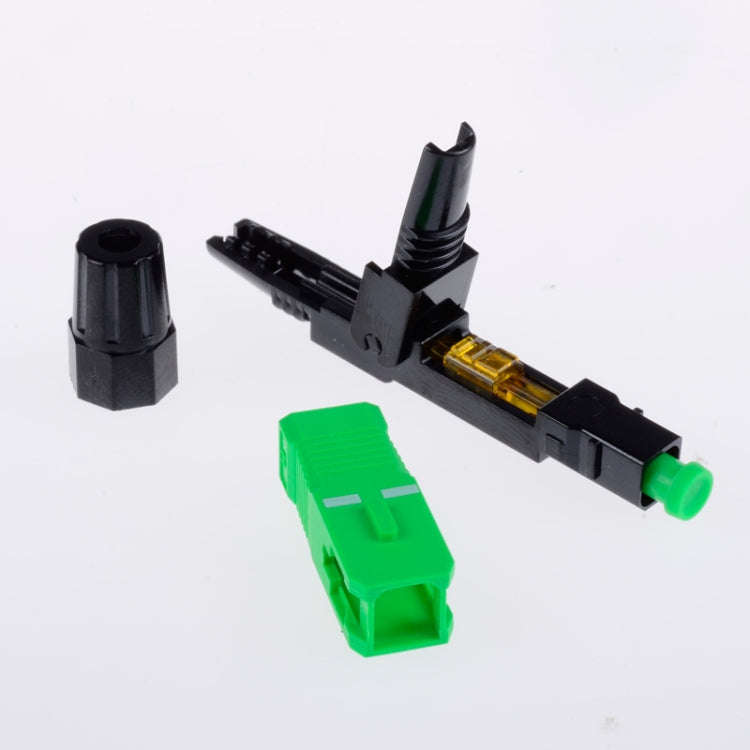 10 PCS FTTH SC APC Single-Mode Fiber Optic Quick Connector(Green)