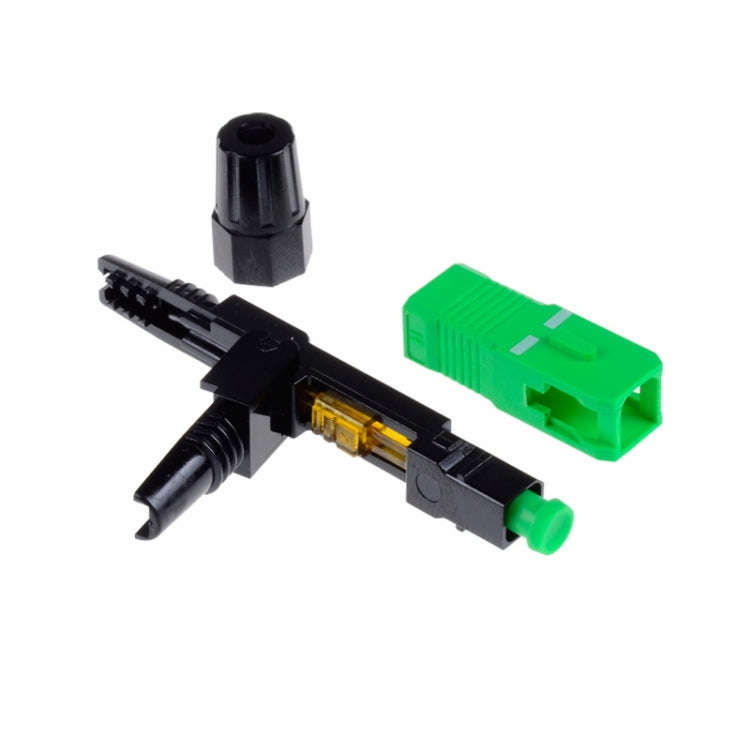 10 PCS FTTH SC APC Single-Mode Fiber Optic Quick Connector(Green)