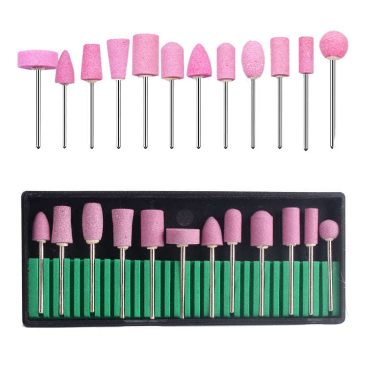 12 in 1 Nail Shaped Quartz Sanding Head Electric Sanding Machine Accessories(Pink)