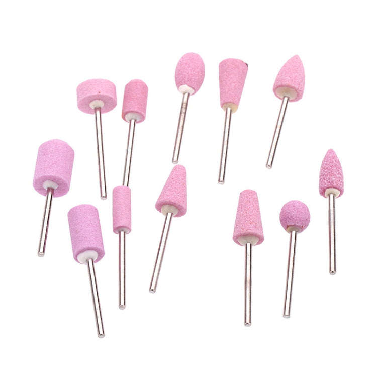 12 in 1 Nail Shaped Quartz Sanding Head Electric Sanding Machine Accessories(Pink)