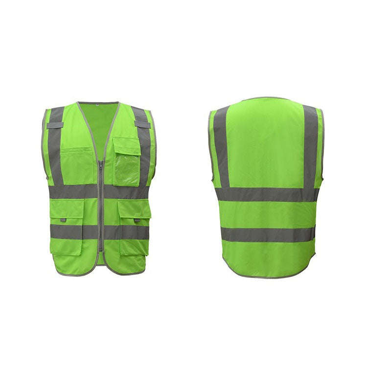 Multi-pockets Safety Vest Reflective Workwear Clothing, Size:L-Chest 118cm(Green)