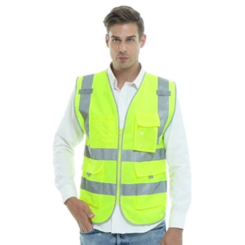 Multi-pockets Safety Vest Reflective Workwear Clothing, Size:XL-Chest 124cm(Yellow)