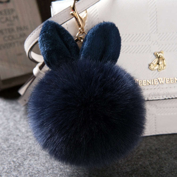 Fur Pom Keychains Fake Rabbit Fur Ball Keychain(dark blue)