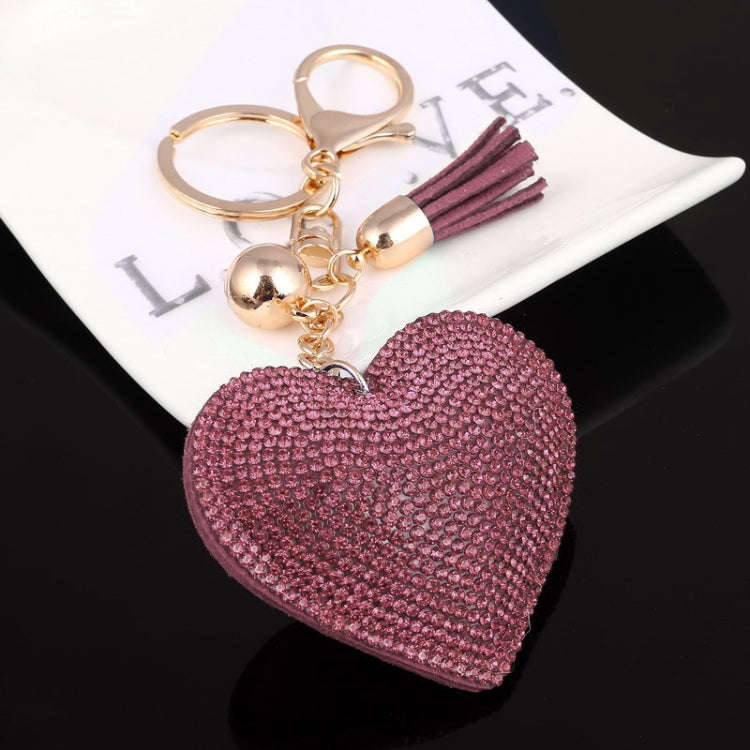 Heart Keychain Leather Tassel Gold Key Holder Metal Crystal Key Chain Keyring Charm Bag Auto Pend...