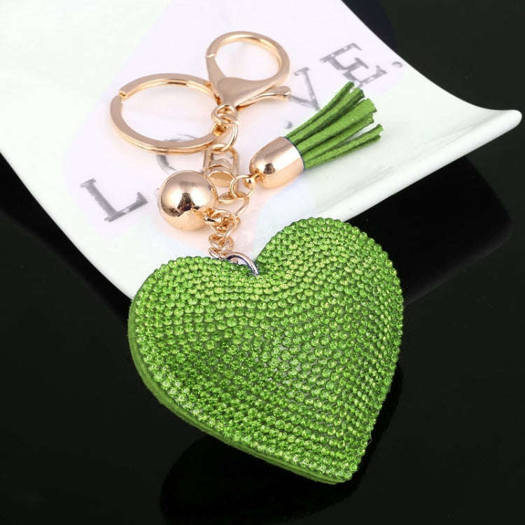 Heart Keychain Leather Tassel Gold Key Holder Metal Crystal Key Chain Keyring Charm Bag Auto Pend...