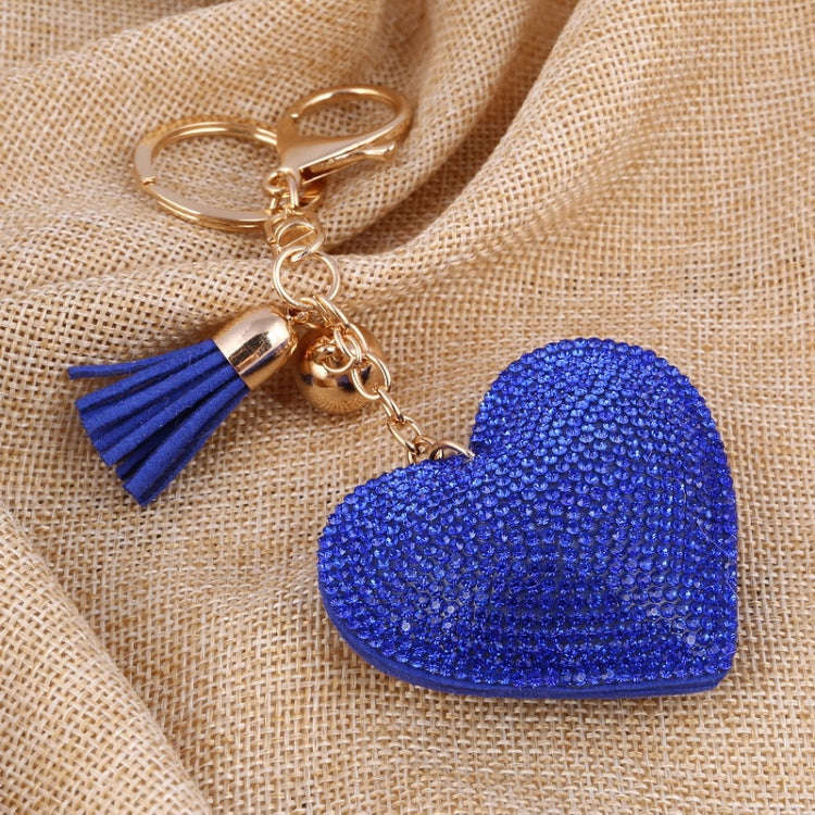 Heart Keychain Leather Tassel Gold Key Holder Metal Crystal Key Chain Keyring Charm Bag Auto Pend...