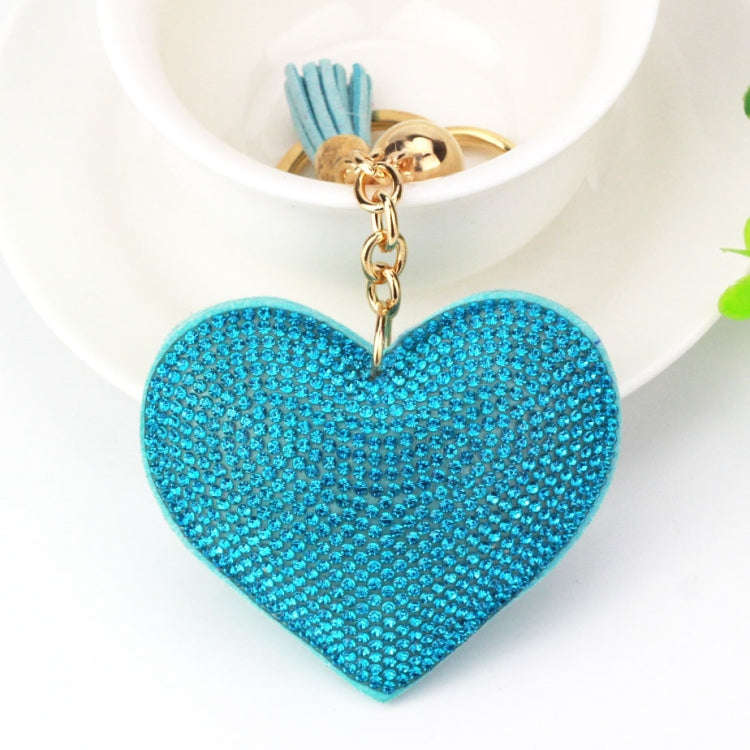 Heart Keychain Leather Tassel Gold Key Holder Metal Crystal Key Chain Keyring Charm Bag Auto Pend...