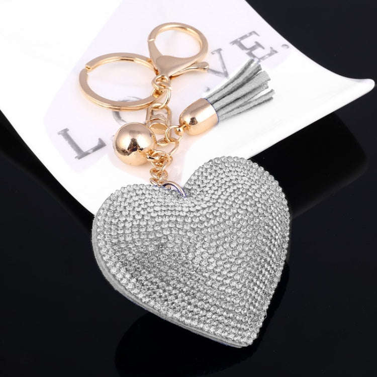 Heart Keychain Leather Tassel Gold Key Holder Metal Crystal Key Chain Keyring Charm Bag Auto Pend...