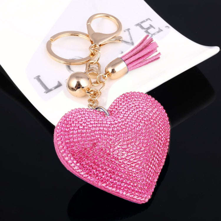 Heart Keychain Leather Tassel Gold Key Holder Metal Crystal Key Chain Keyring Charm Bag Auto Pend...