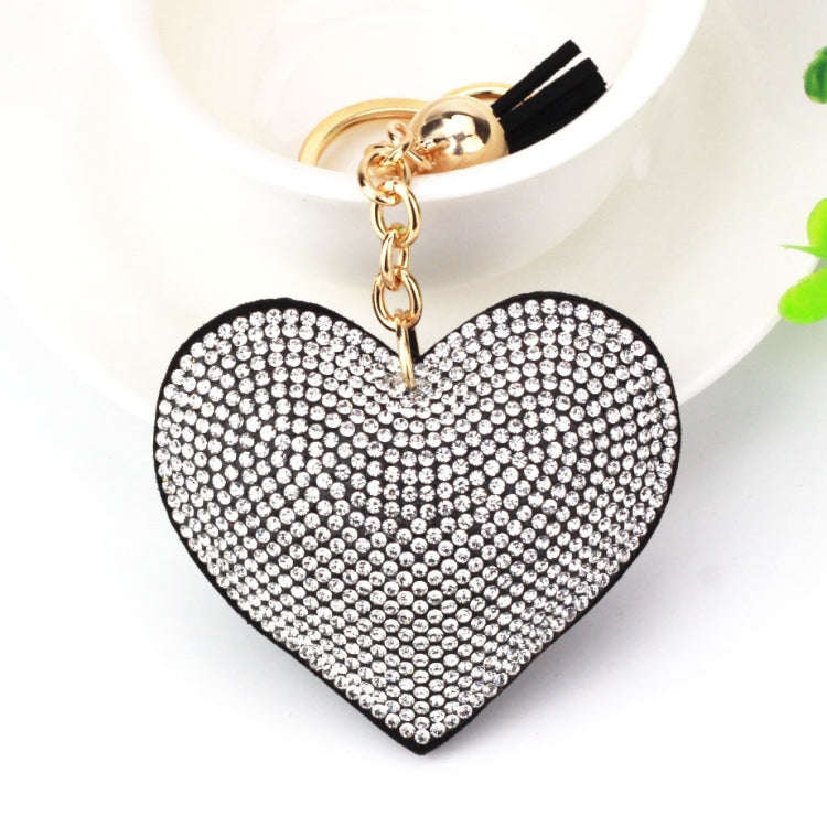 Heart Keychain Leather Tassel Gold Key Holder Metal Crystal Key Chain Keyring Charm Bag Auto Pend...