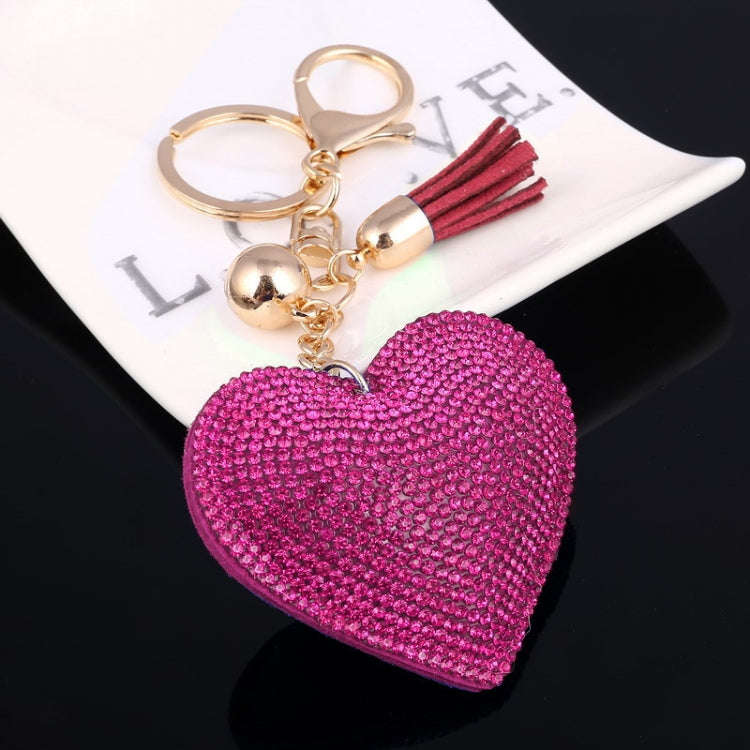 Heart Keychain Leather Tassel Gold Key Holder Metal Crystal Key Chain Keyring Charm Bag Auto Pend...