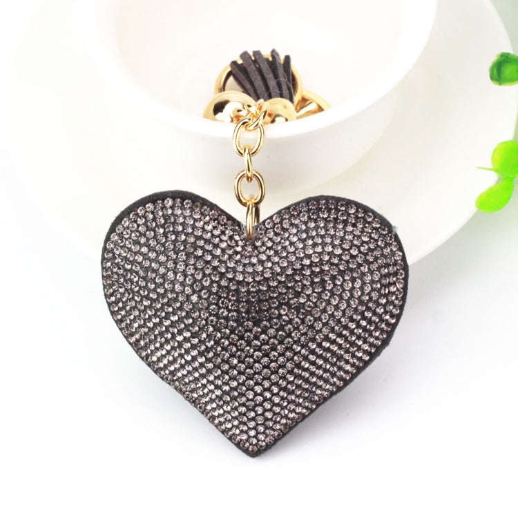 Heart Keychain Leather Tassel Gold Key Holder Metal Crystal Key Chain Keyring Charm Bag Auto Pend...
