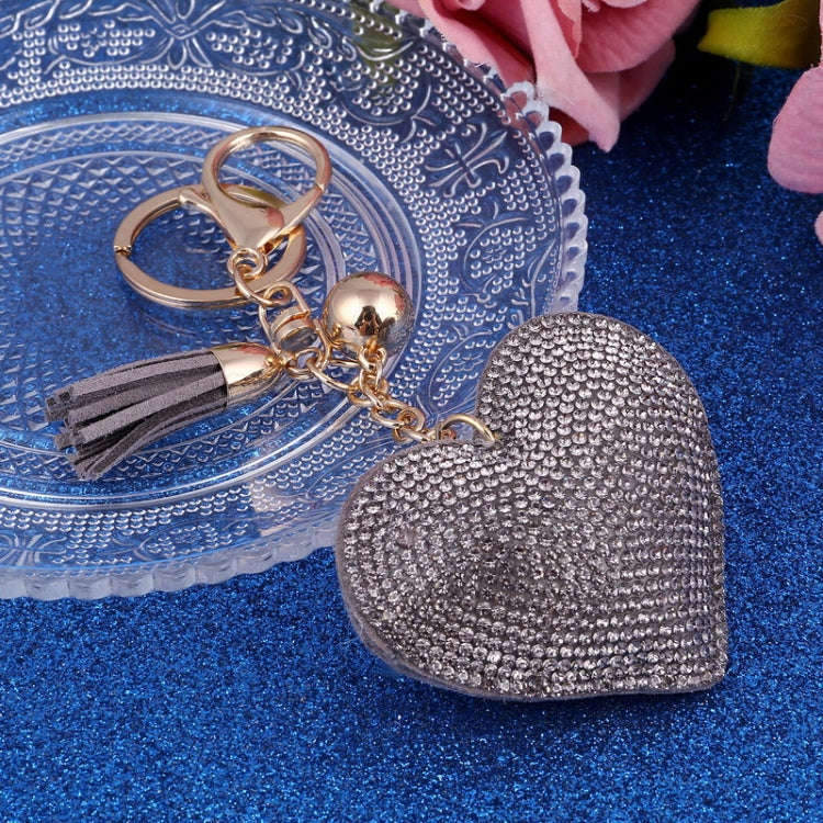 Heart Keychain Leather Tassel Gold Key Holder Metal Crystal Key Chain Keyring Charm Bag Auto Pend...