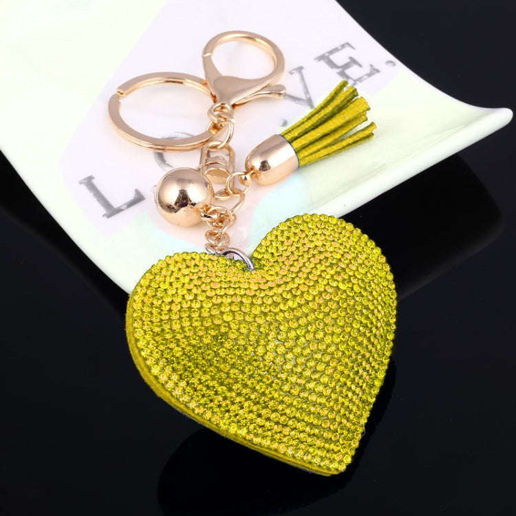 Heart Keychain Leather Tassel Gold Key Holder Metal Crystal Key Chain Keyring Charm Bag Auto Pend...