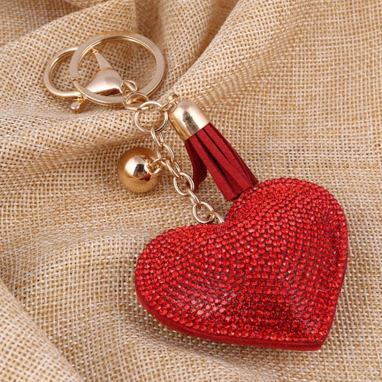 Heart Keychain Leather Tassel Gold Key Holder Metal Crystal Key Chain Keyring Charm Bag Auto Pend...