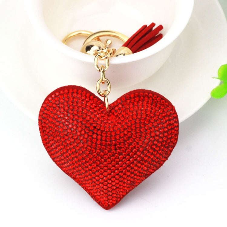 Heart Keychain Leather Tassel Gold Key Holder Metal Crystal Key Chain Keyring Charm Bag Auto Pend...