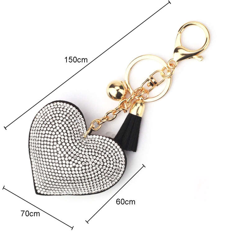 Heart Keychain Leather Tassel Gold Key Holder Metal Crystal Key Chain Keyring Charm Bag Auto Pend...