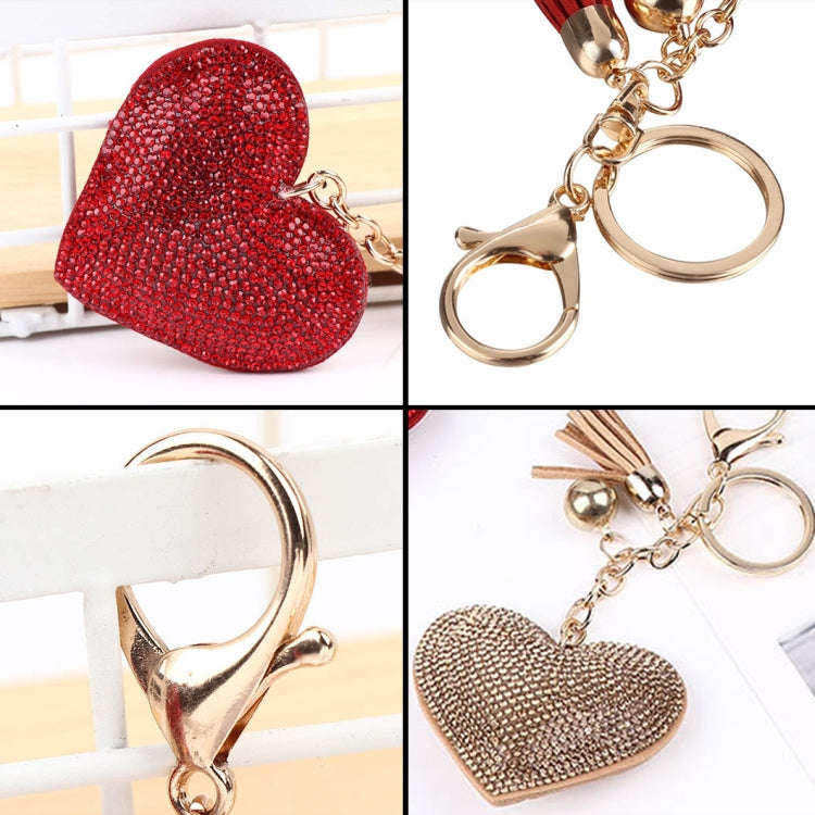 Heart Keychain Leather Tassel Gold Key Holder Metal Crystal Key Chain Keyring Charm Bag Auto Pend...