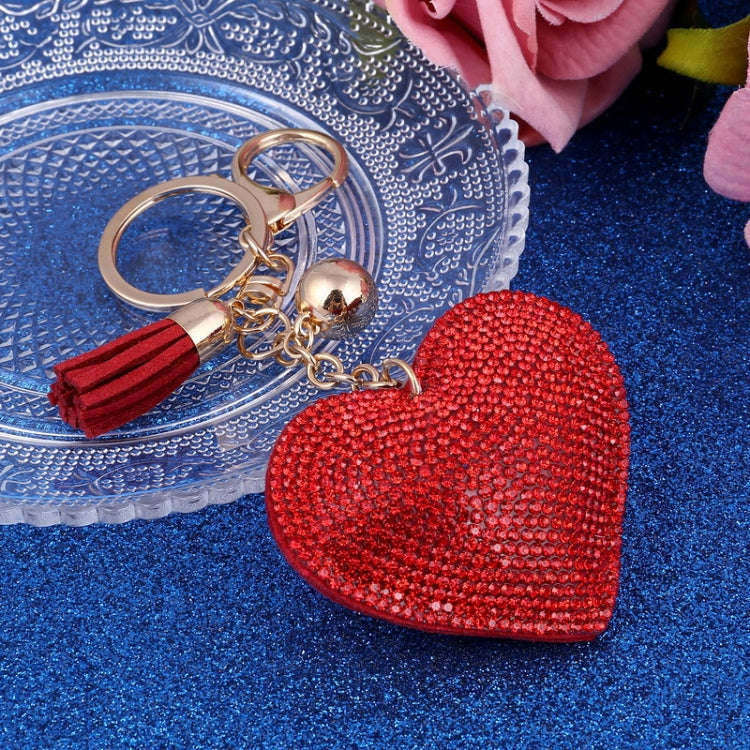 Heart Keychain Leather Tassel Gold Key Holder Metal Crystal Key Chain Keyring Charm Bag Auto Pend...