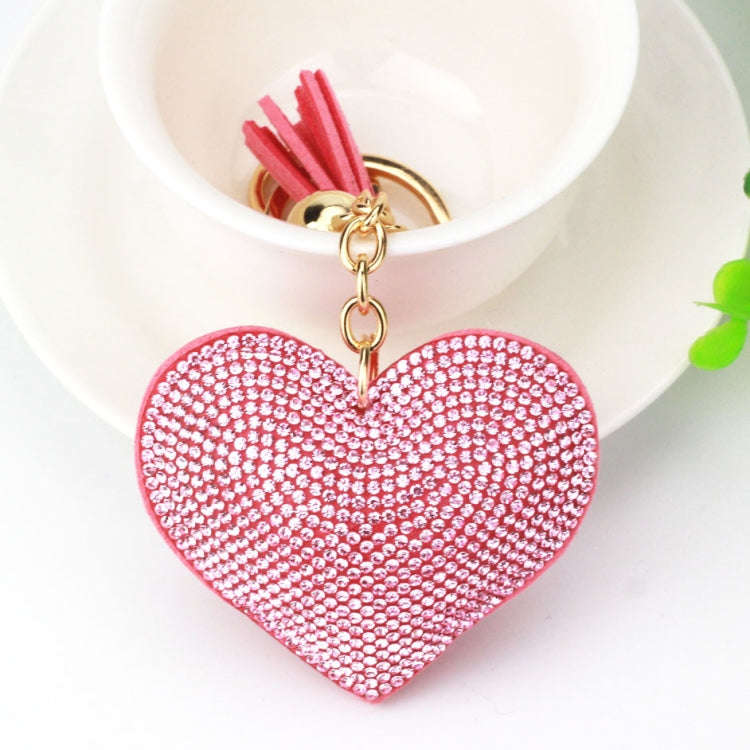 Heart Keychain Leather Tassel Gold Key Holder Metal Crystal Key Chain Keyring Charm Bag Auto Pend...
