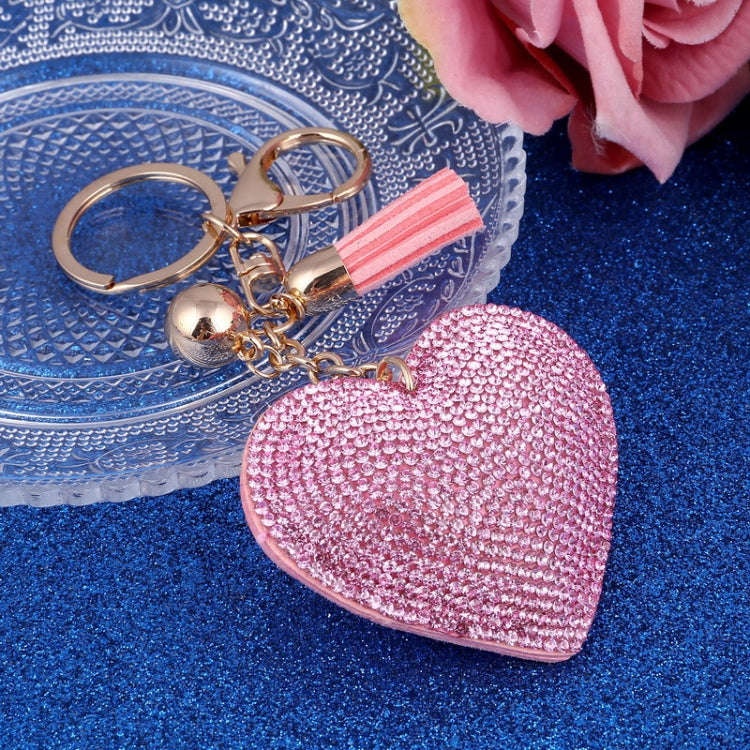 Heart Keychain Leather Tassel Gold Key Holder Metal Crystal Key Chain Keyring Charm Bag Auto Pend...