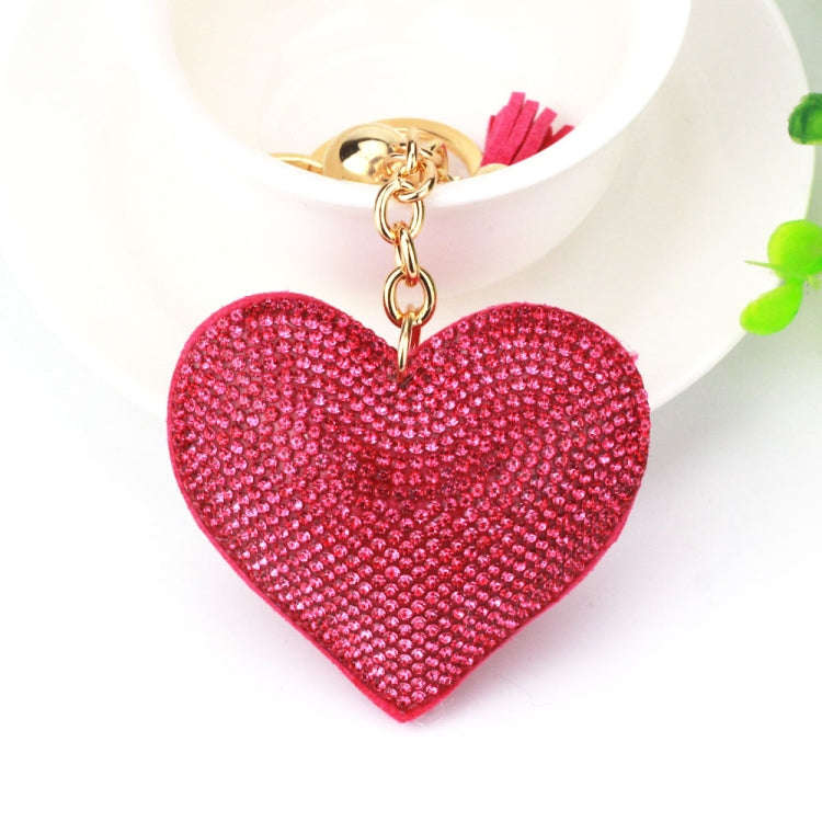 Heart Keychain Leather Tassel Gold Key Holder Metal Crystal Key Chain Keyring Charm Bag Auto Pend...