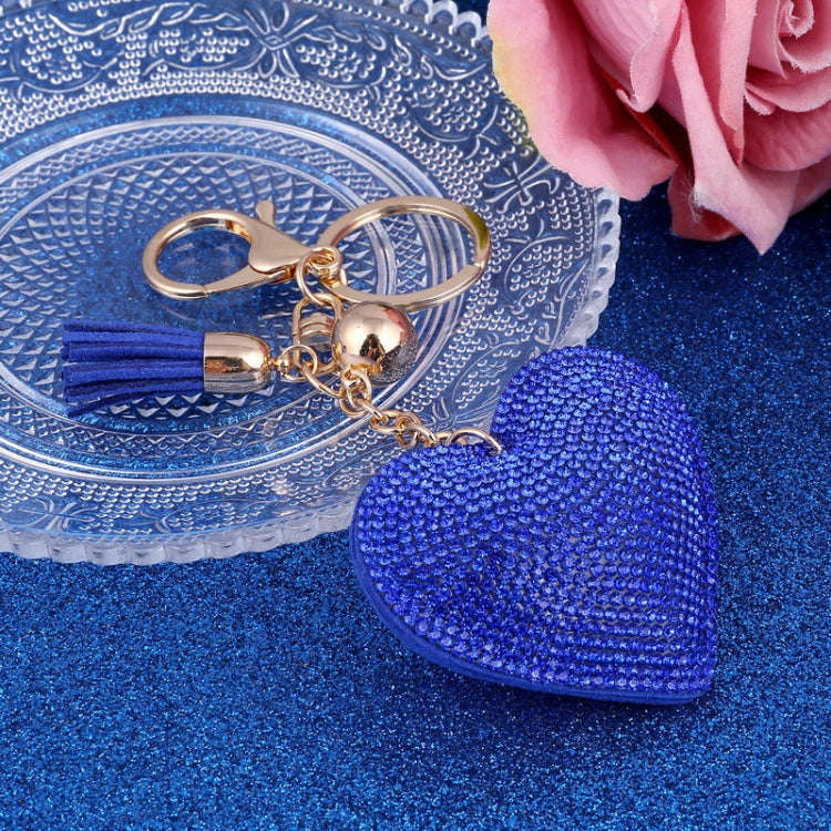 Heart Keychain Leather Tassel Gold Key Holder Metal Crystal Key Chain Keyring Charm Bag Auto Pend...