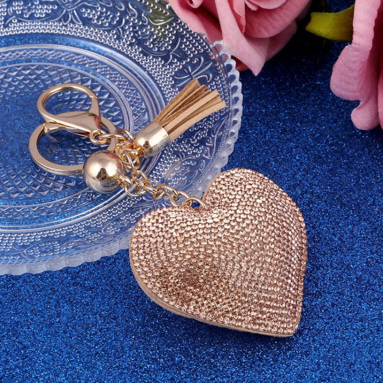 Heart Keychain Leather Tassel Gold Key Holder Metal Crystal Key Chain Keyring Charm Bag Auto Pend...