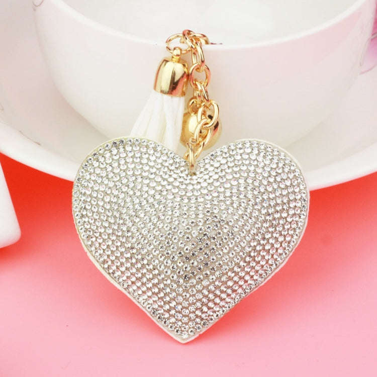 Heart Keychain Leather Tassel Gold Key Holder Metal Crystal Key Chain Keyring Charm Bag Auto Pend...