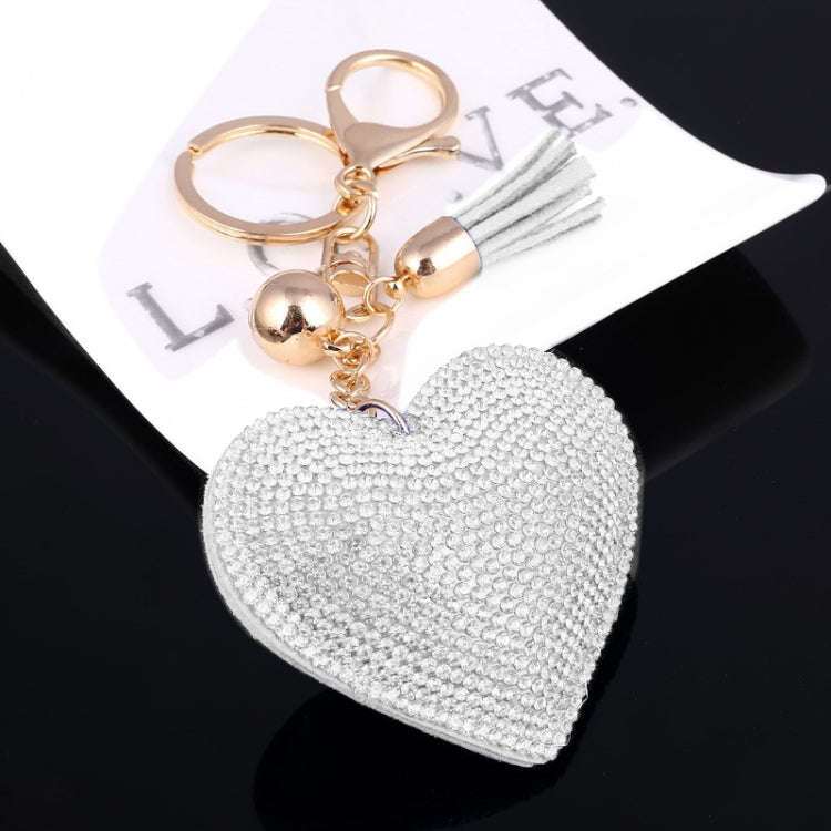 Heart Keychain Leather Tassel Gold Key Holder Metal Crystal Key Chain Keyring Charm Bag Auto Pend...