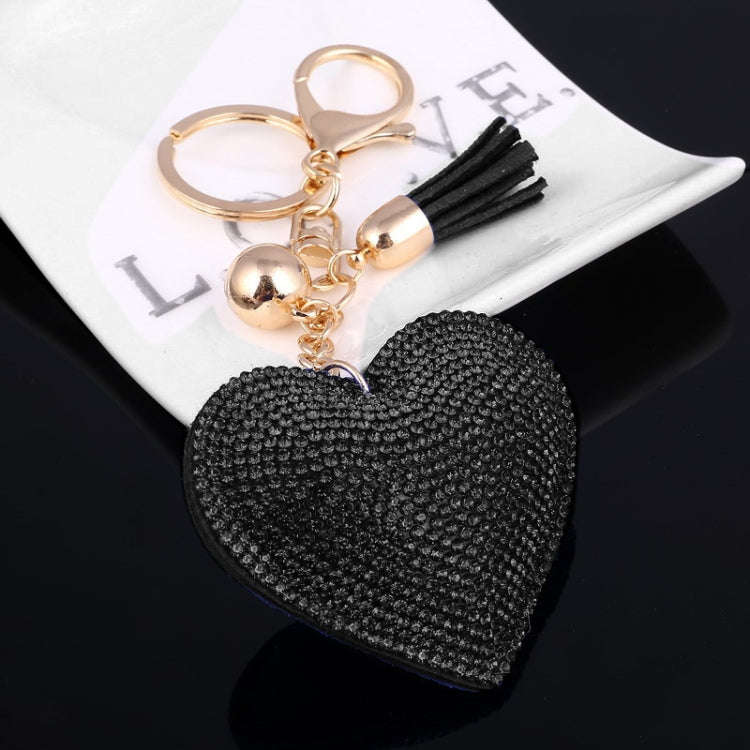 Heart Keychain Leather Tassel Gold Key Holder Metal Crystal Key Chain Keyring Charm Bag Auto Pend...
