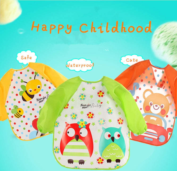 Baby Bibs Waterproof Long Sleeve Apron, Size:One Size(Owls)