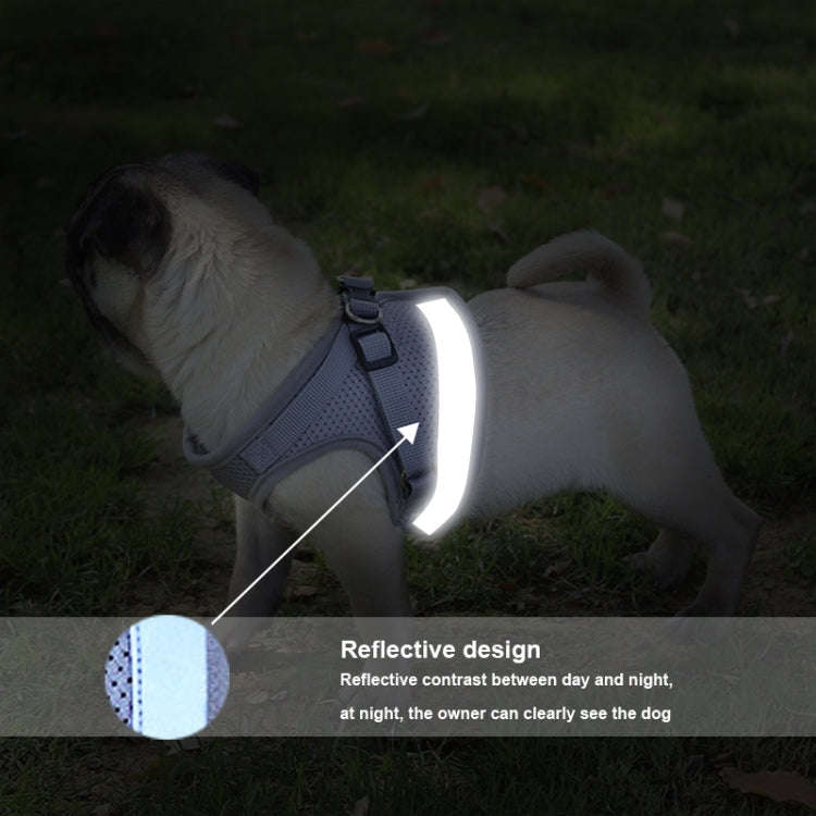 Adjustable Polyester Mesh Reflective Vest Lead Leash for Pet Dog, Size:M(Blue)