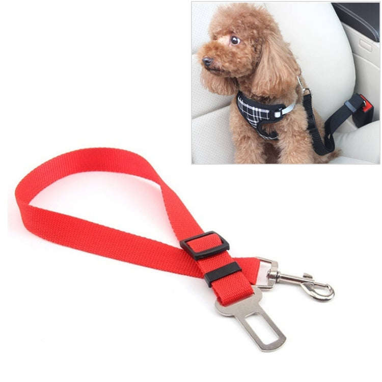 Nylon Harness Leash Clip Pet Dog Car Seat Belt Security Belt(Red)
