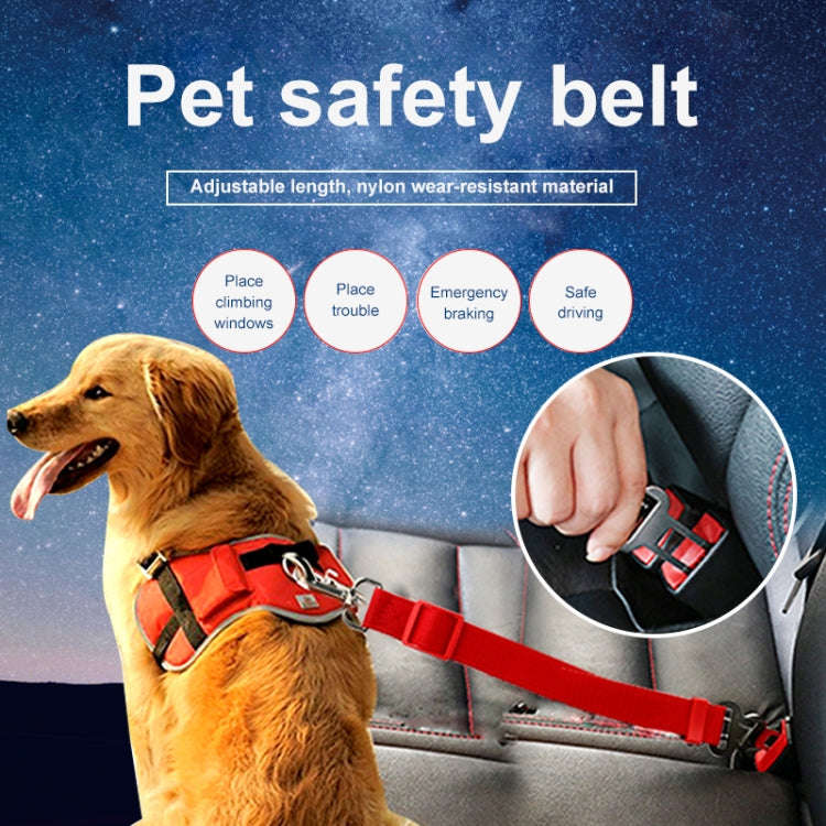 Nylon Harness Leash Clip Pet Dog Car Seat Belt Security Belt(Red)