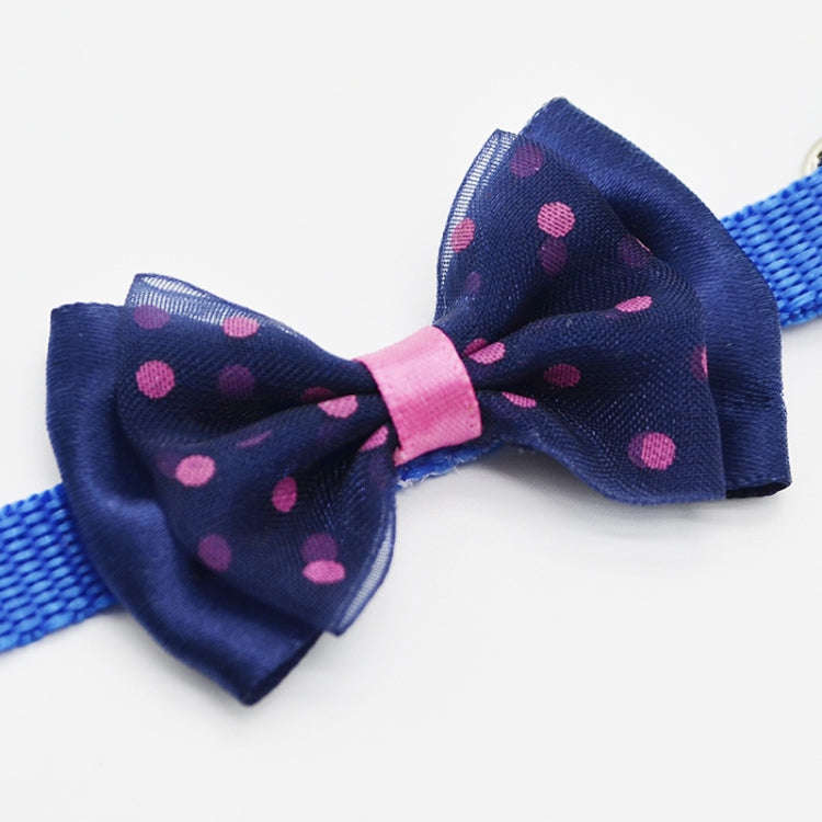 Adjustable Bow Knot Bell Collar Cat Dog Collars Pet Supplies(Blue)
