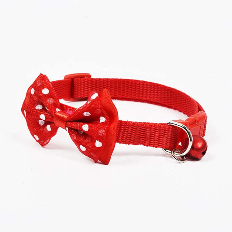 Adjustable Bow Knot Bell Collar Cat Dog Collars Pet Supplies(Red)