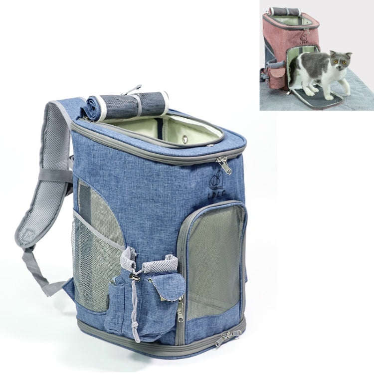 LDLC Pets Going Out Portable Foldable Breathable Backpack, Size:M(Denim Blue )