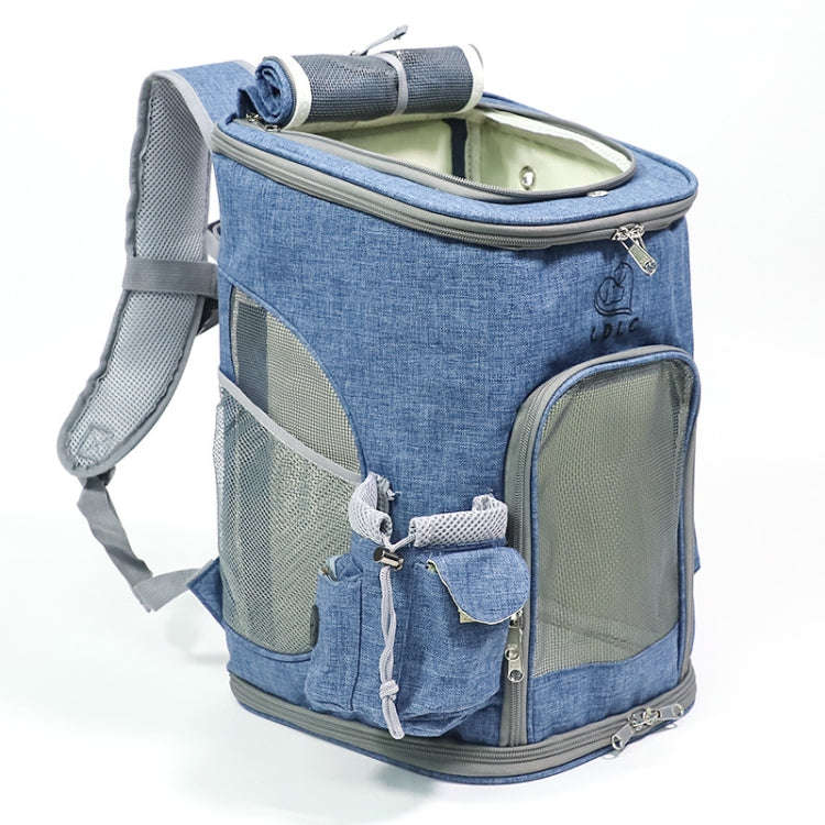 LDLC Pets Going Out Portable Foldable Breathable Backpack, Size:M(Denim Blue )