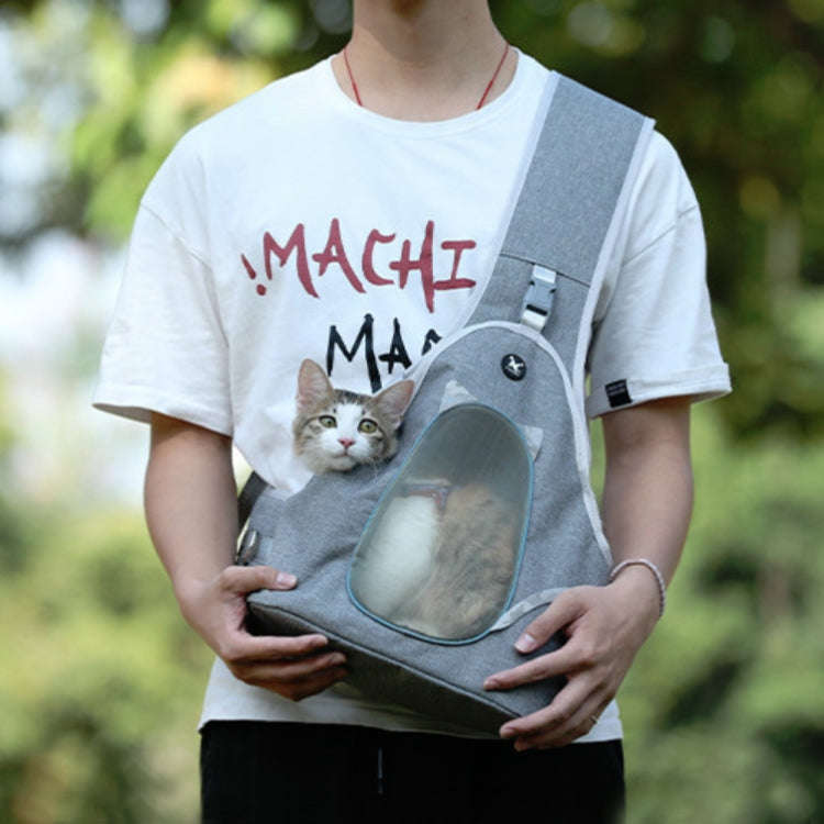 TAILUP Pets Carry Out Shoulder Bag Convenient Foldable Leather Chest Bag, Specification: S(Light ...