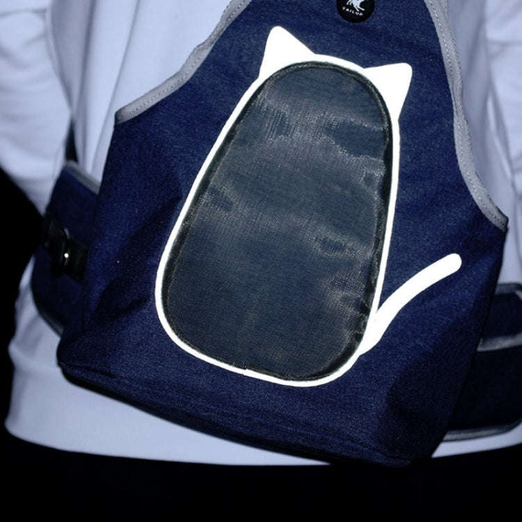 TAILUP Pets Carry Out Shoulder Bag Convenient Foldable Leather Chest Bag, Specification: S(Jean B...
