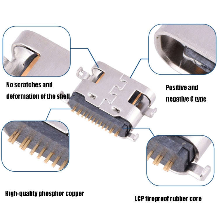 10 PCS Usb Type-C 16P Sinking Plate Female Plug, Specification: Sink Plate 1.6