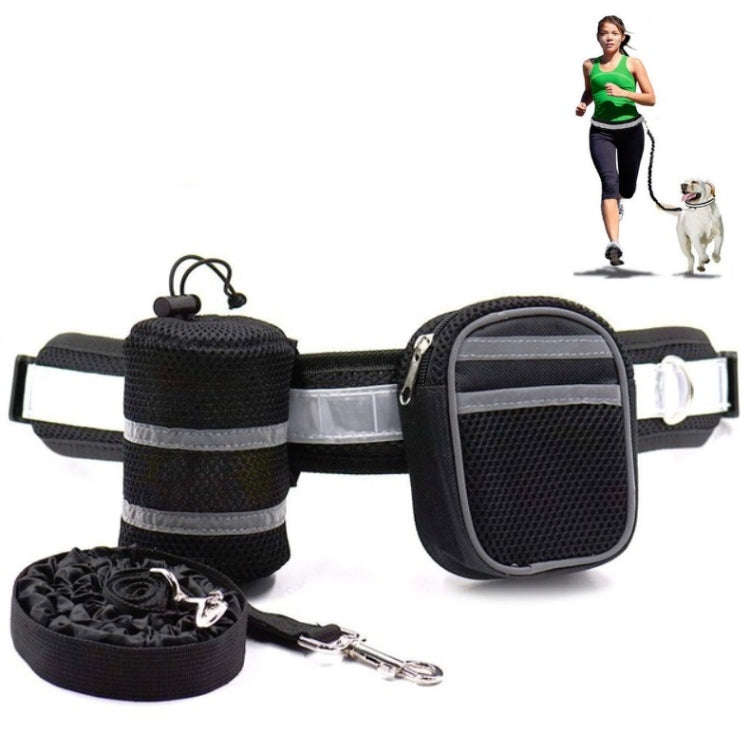 Dog Running Reflective Adjustable Belt Traction Rope with Small Bag, Specification:4-Piece Set(Bl...