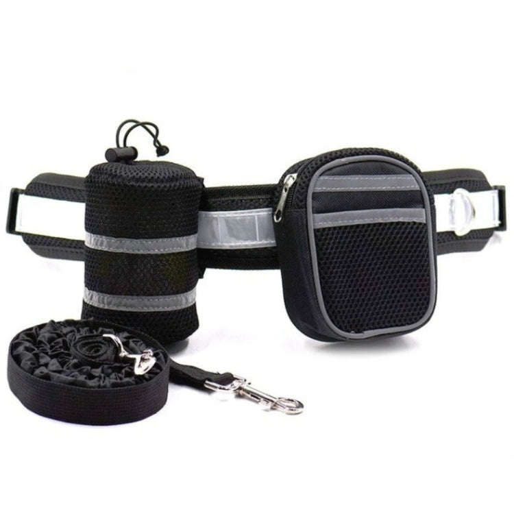 Dog Running Reflective Adjustable Belt Traction Rope with Small Bag, Specification:4-Piece Set(Bl...